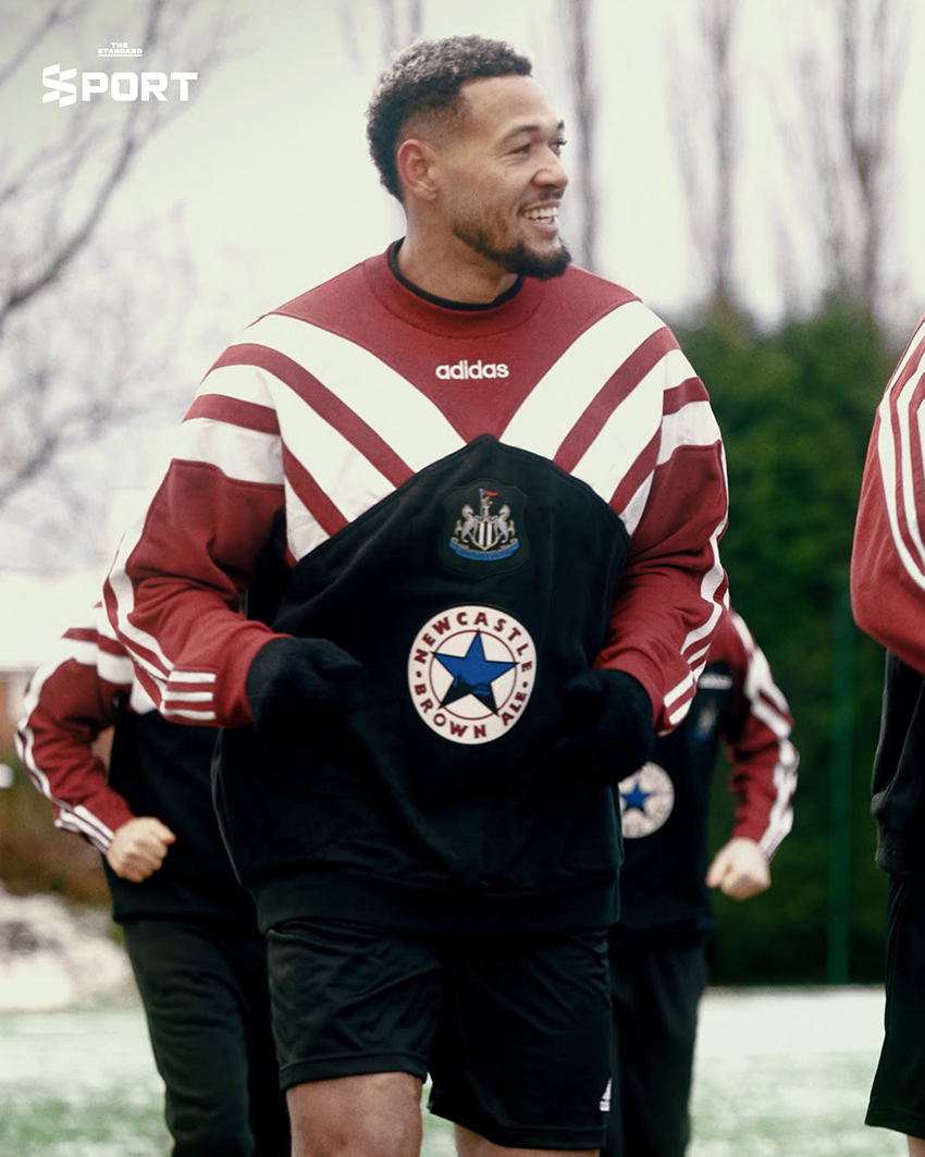 Headline: Newcastle x adidas เปิดตัวคอลเล็กชันพิเศษ หวนคืนชุดแข่งระดับตำนาน (No changes are needed based on the rule add a space before proper nouns that follow a verb, as คอลเล็กชันพิเศษ and ชุดแข่งระดับตำนาน are not proper nouns in this context.) 2