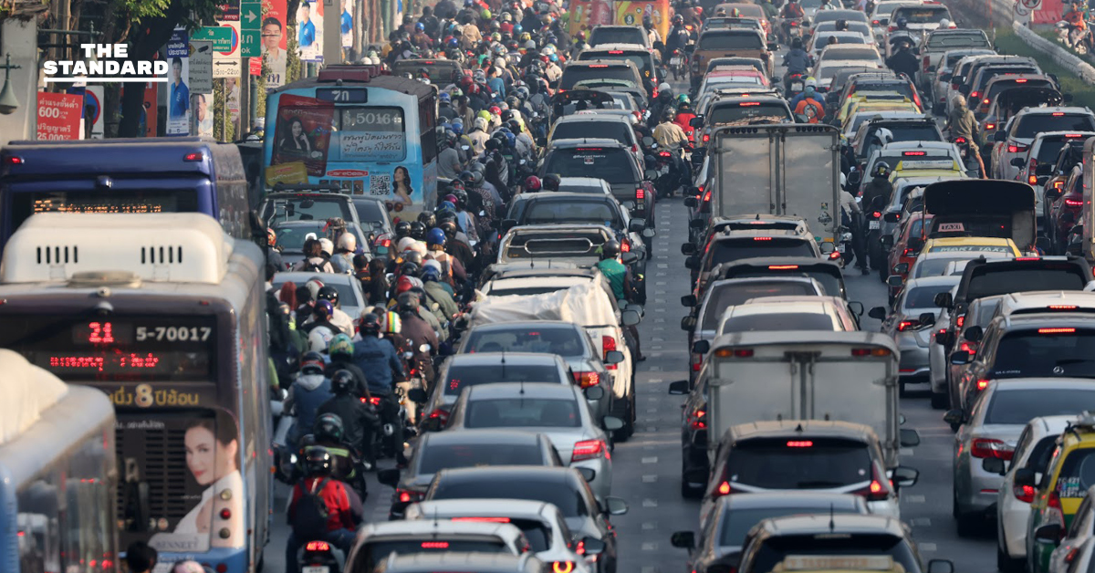 ภาพสถานการณ์ฝุ่น PM2.5 ในกรุงเทพมหานครที่อยู่ในระดับสีส้ม