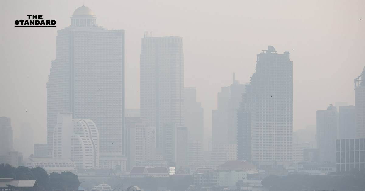 ภาพกราฟิกแสดงสถานการณ์ฝุ่น PM2.5 วันนี้ เกินค่ามาตรฐานในประเทศไทย