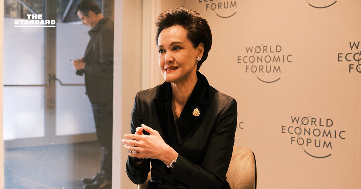 ศุภจี สุธรรมพันธุ์ ให้สัมภาษณ์ระหว่างประชุมที่ดาวอส