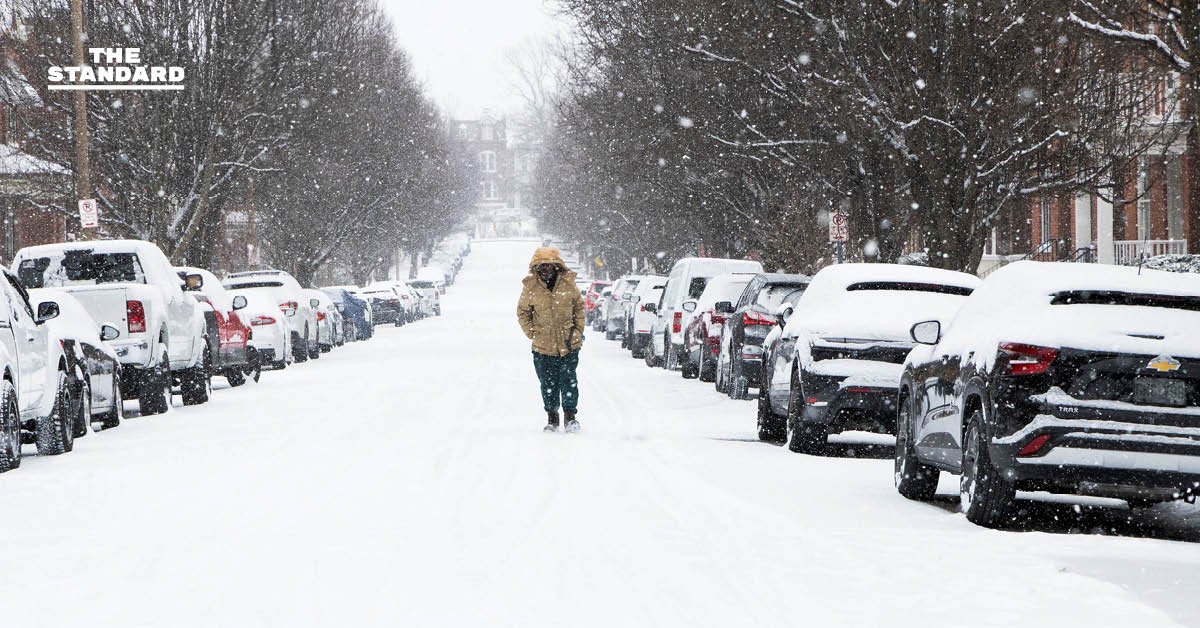 ภาพสภาพอากาศหนาวเย็นรุนแรงและพายุหิมะตกหนักในสหรัฐอเมริกา