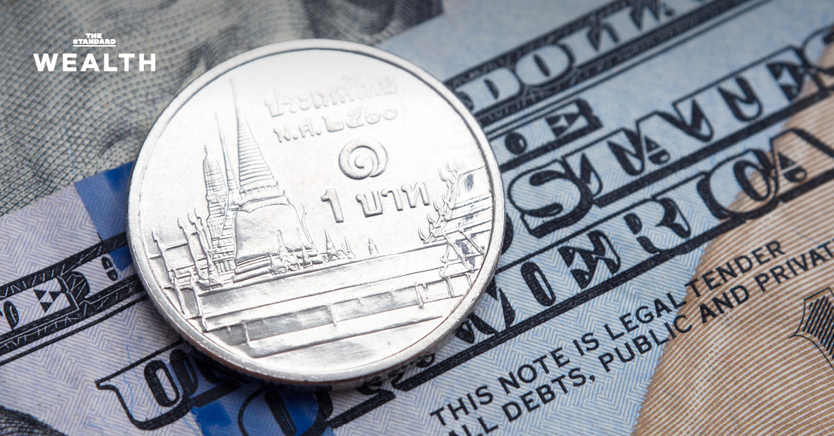 ภาพประกอบค่าเงินบาทเทียบดอลลาร์สหรัฐ พร้อมกราฟและตัวเลขเศรษฐกิจ