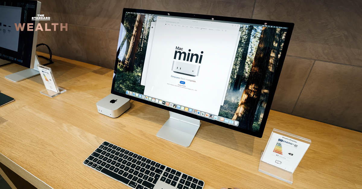 ภาพประกอบ Mac Mini พร้อมป้าย Made in USA สื่อถึงการย้ายฐานผลิตของ Apple กลับสหรัฐฯ