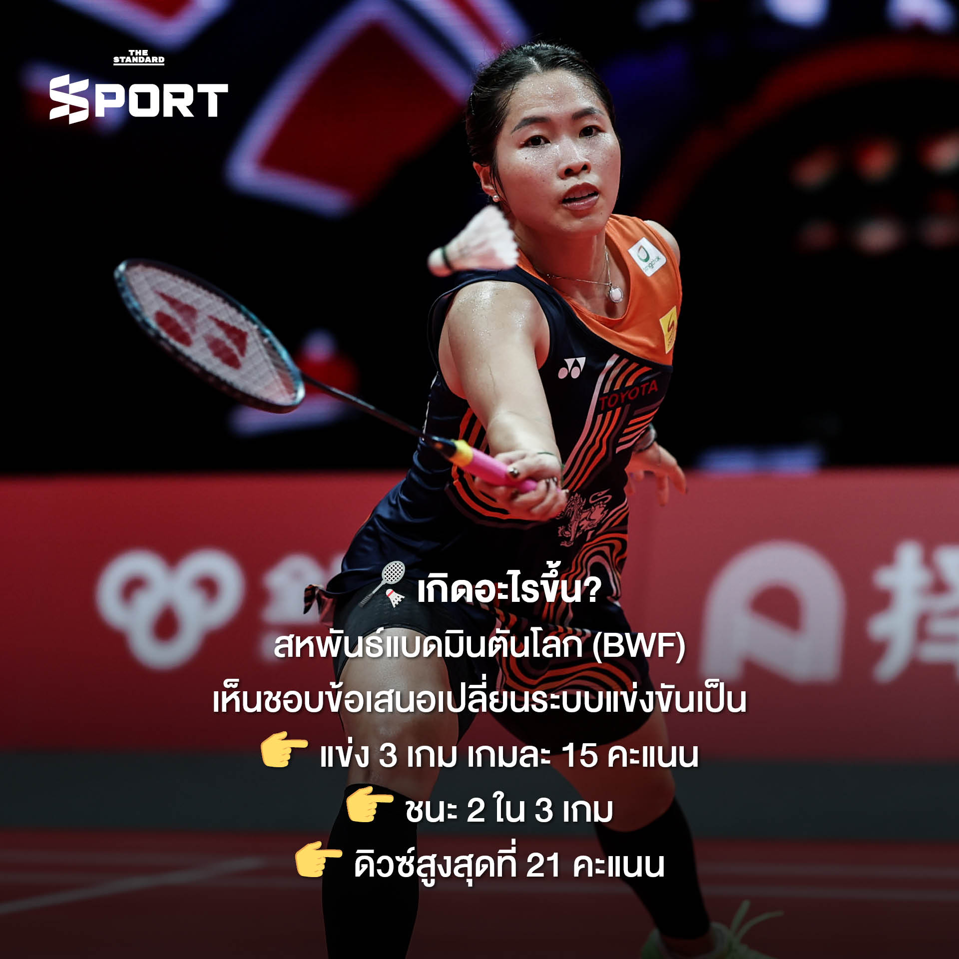 ภาพประกอบข่าวการปรับเปลี่ยนระบบการนับคะแนนแบดมินตันเป็น 15 แต้ม 1