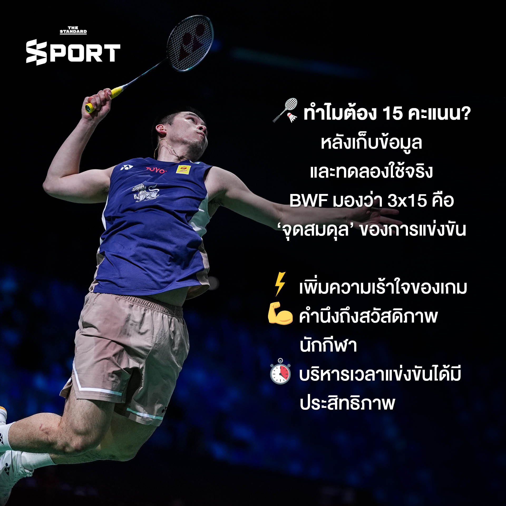 ภาพประกอบข่าวการปรับเปลี่ยนระบบการนับคะแนนแบดมินตันเป็น 15 แต้ม 2