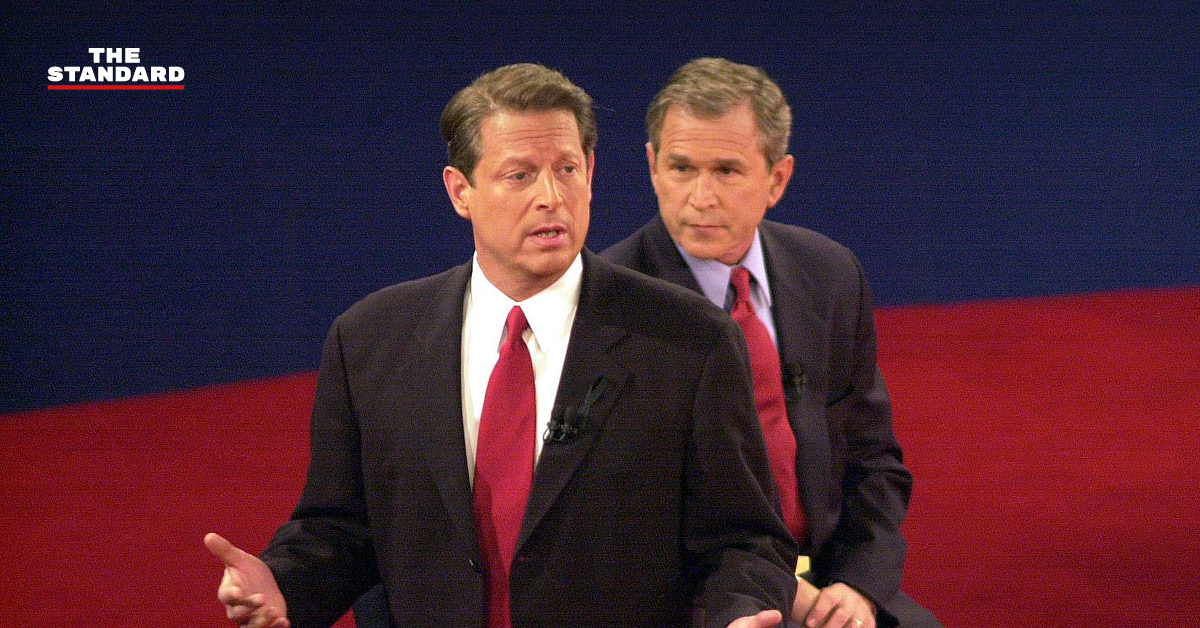 ภาพการเลือกตั้งประธานาธิบดีสหรัฐฯ ปี 2000 ระหว่าง จอร์จ ดับเบิลยู บุช และ อัล กอร์