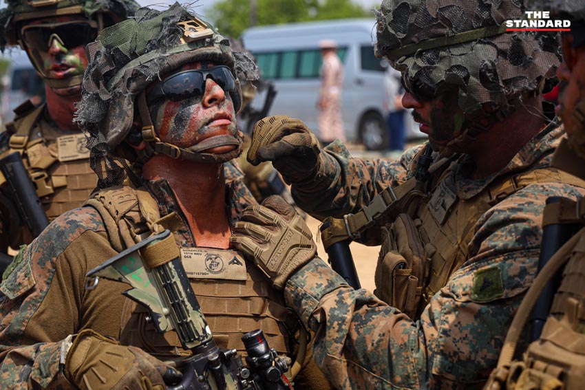 ภาพการฝึกยุทธวิธีสะเทินน้ำสะเทินบกในการฝึก Cobra Gold 2026 ที่หาดยาว ชลบุรี โดยกองทัพไทย สหรัฐฯ เกาหลีใต้ และสิงคโปร์ 19