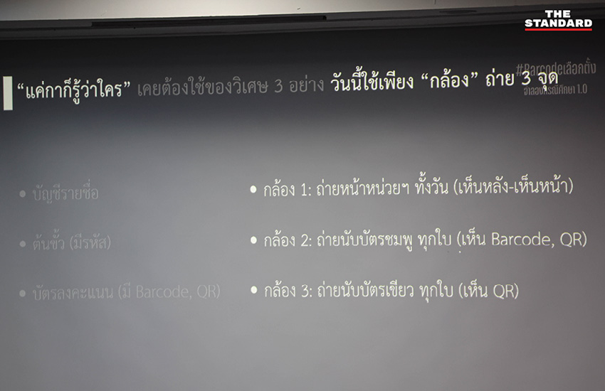 สมชัย ศรีสุทธิยากร และภาคประชาชนสาธิตการเลือกตั้งจำลอง เพื่อตรวจสอบบัตรเลือกตั้งที่มีบาร์โค้ดว่าไม่เป็นความลับ 3