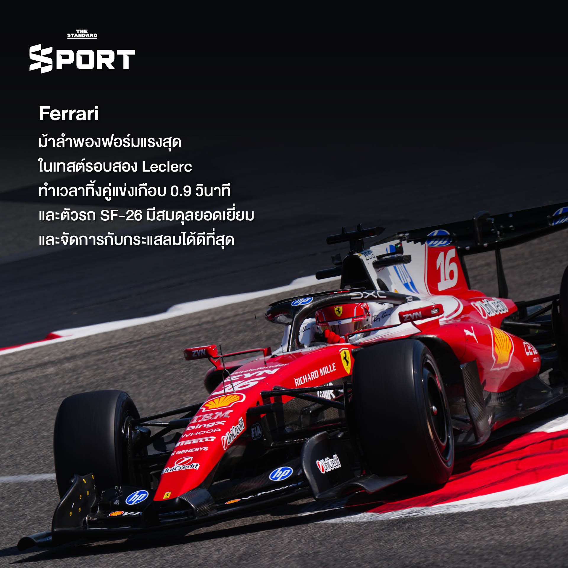 รถแข่ง F1 ระหว่างการทดสอบ Pre-Season Test ที่สนามบาห์เรน ก่อนเปิดฤดูกาล 2026 1