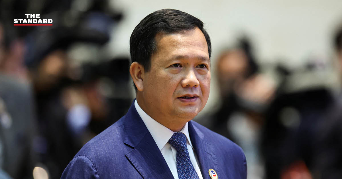 ภาพ ฮุน มาเนต นายกรัฐมนตรีกัมพูชา ระหว่างให้สัมภาษณ์