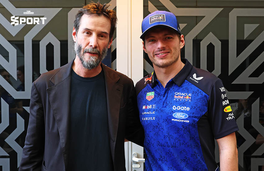 คีอานู รีฟส์ นักแสดงฮอลลีวูด ชมการทดสอบพรีซีซั่น F1 ที่สนามบาห์เรน อินเตอร์เนชันแนล เซอร์กิต 1