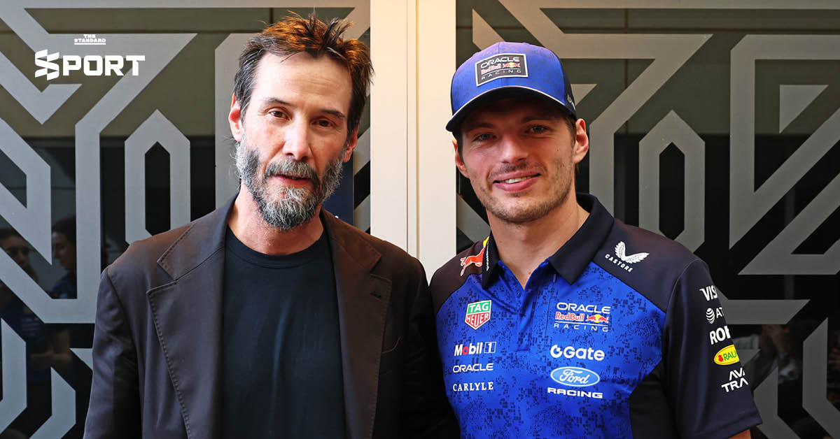 คีอานู รีฟส์ นักแสดงฮอลลีวูด ชมการทดสอบพรีซีซั่น F1 ที่สนามบาห์เรน อินเตอร์เนชันแนล เซอร์กิต