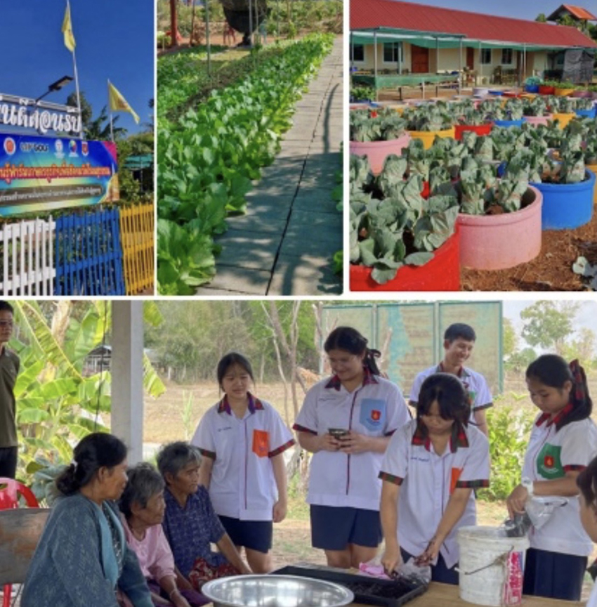 ภาพนักเรียนโรงเรียนมีชัยพัฒนาทำกิจกรรมการเรียนรู้แบบลงมือทำ เช่น การปลูกผักในแปลงเกษตร หรือการทำงานร่วมกับชุมชน 2