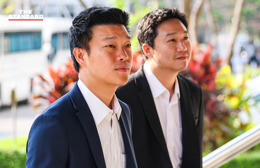 ณัฐพงษ์ เรืองปัญญาวุฒิ หัวหน้าพรรคประชาชน ที่ศาลอาญา กรณีคดีหมิ่นประมาท กัลฟ์ 1