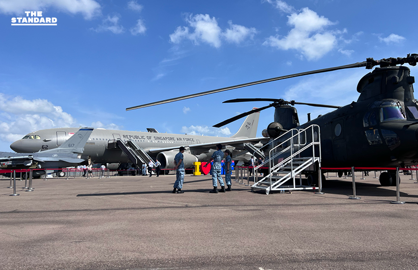 ภาพบรรยากาศงานแสดงเทคโนโลยีการบินและการป้องกันประเทศที่ Singapore Airshow 2026 พร้อมเครื่องบินรบและเฮลิคอปเตอร์จัดแสดง 13