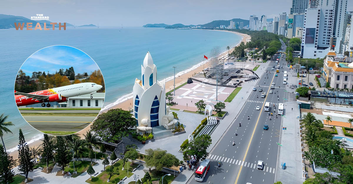 เครื่องบิน ไทยเวียตเจ็ท บินเหนือน่านฟ้าเมืองญาจาง ประเทศเวียดนาม