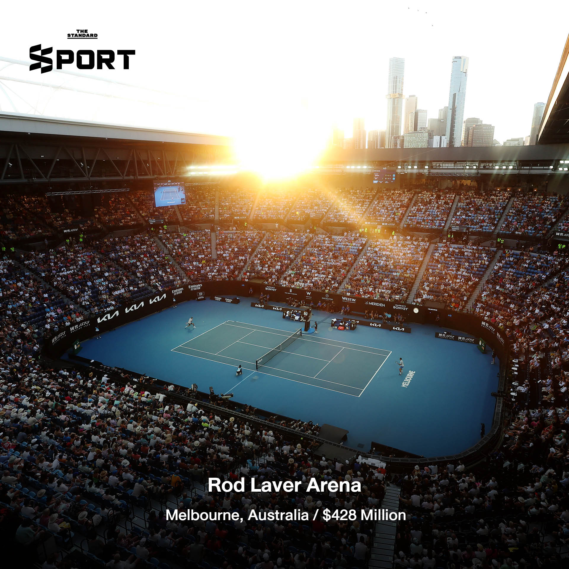 ภาพมุมสูงของสนามเทนนิส Arthur Ashe Stadium หนึ่งในสนามเทนนิสที่มูลค่าสูงสุดในโลก 8