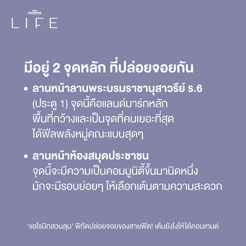 ผู้คนเต้นแอโรบิกอย่างสนุกสนานที่ สวนลุมพินี พร้อมบรรยากาศยามเย็นและแก๊งแมว 1