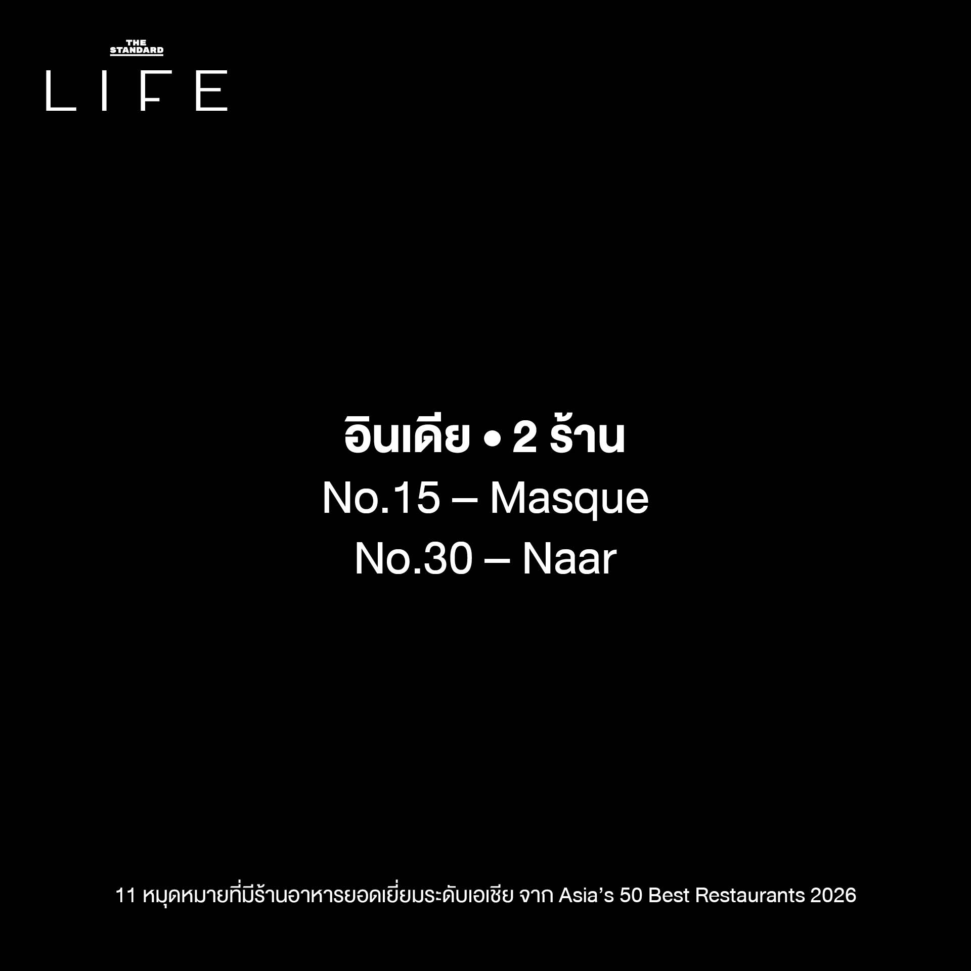 ภาพรวมร้านอาหารยอดเยี่ยมจาก 11 หมุดหมาย ที่ติดอันดับ Asia’s 50 Best Restaurants 2026 11