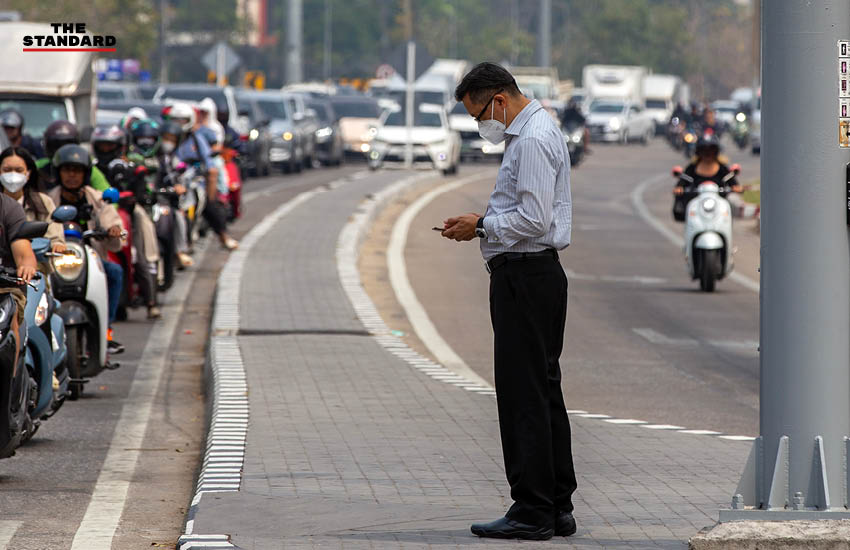 ภาพมุมสูงเมืองเชียงใหม่ถูกปกคลุมด้วยหมอกควันหนาทึบจากฝุ่น PM2.5 5