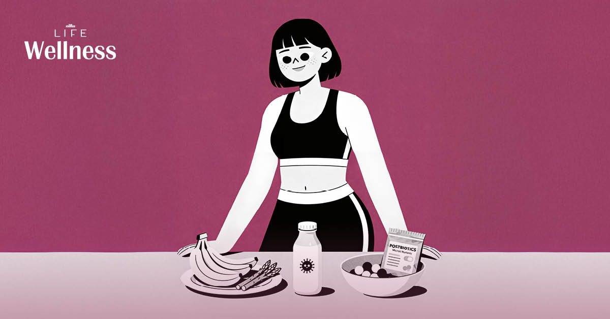 ภาพประกอบอธิบายความแตกต่างของ Prebiotics, Probiotics และ Postbiotics กับบทบาทต่อสุขภาพลำไส้