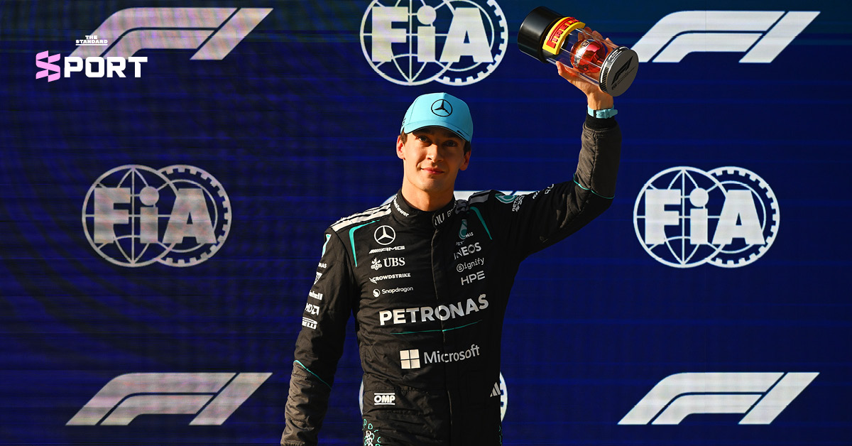 จอร์จ รัสเซลล์ นักแข่งรถฟอร์มูล่าวันทีม เมอร์เซเดส ในการแข่งขัน Chinese Grand Prix