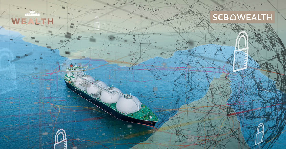 ภาพประกอบแสดงกราฟเศรษฐกิจที่ปรับตัวลดลง ท่ามกลางภาพฉากหลังความขัดแย้งในตะวันออกกลางและราคาน้ำมันที่พุ่งสูงขึ้น