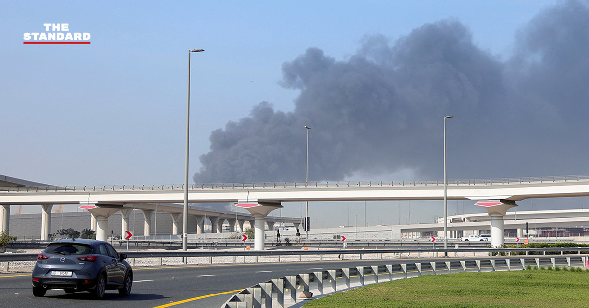 ภาพความเสียหายจากเหตุ อิหร่านโจมตี สนามบินในสหรัฐอาหรับเอมิเรตส์