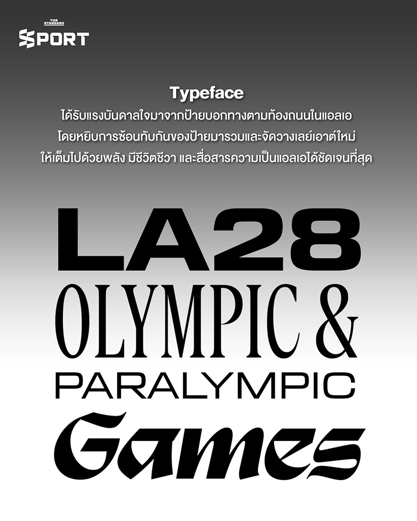 องค์ประกอบดีไซน์และอัตลักษณ์ของ โอลิมปิก LA28 ประกอบด้วยโลโก้ สี และกราฟิก 4