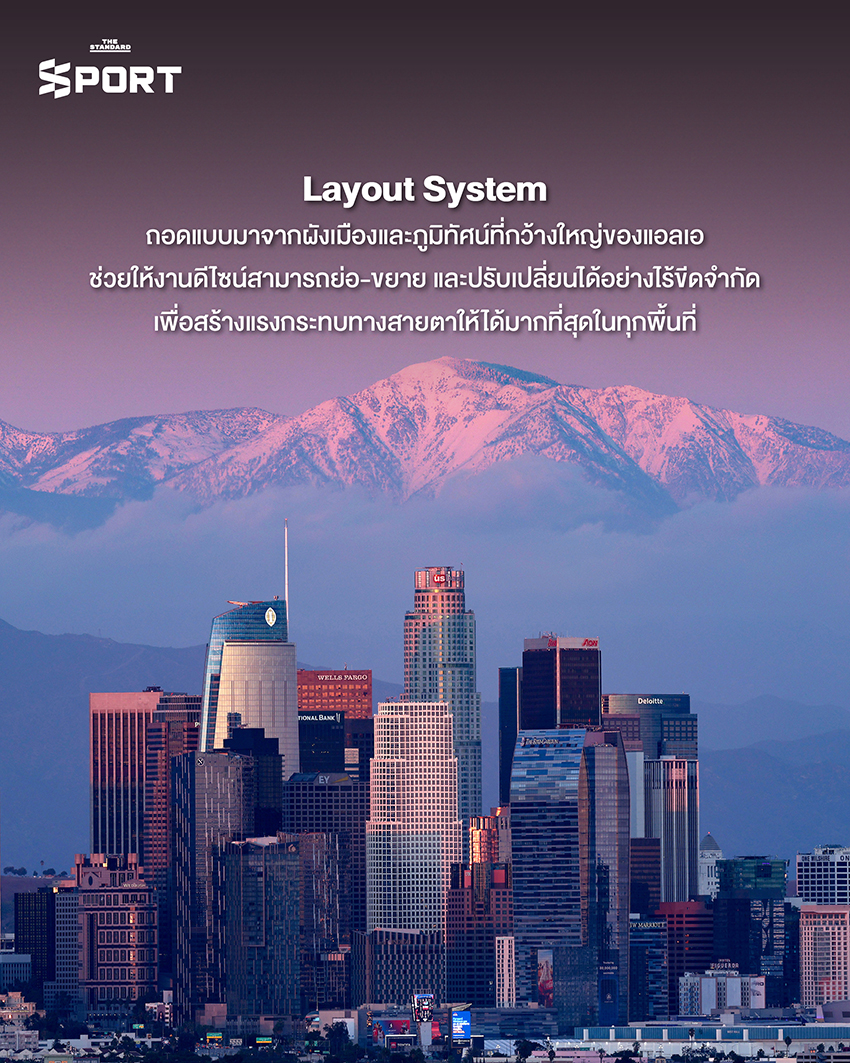 องค์ประกอบดีไซน์และอัตลักษณ์ของ โอลิมปิก LA28 ประกอบด้วยโลโก้ สี และกราฟิก 6