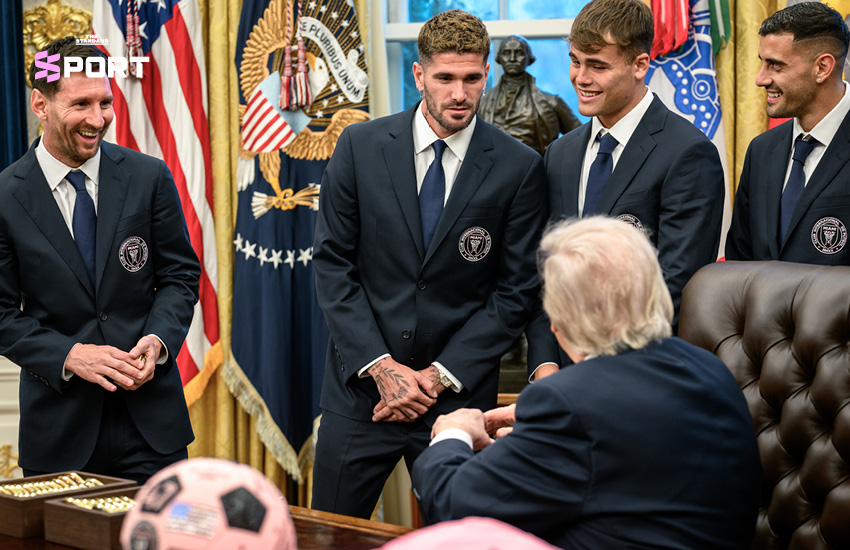 ลิโอเนล เมสซี ยืนจับมือกับ โดนัลด์ ทรัมป์ ในทำเนียบขาว 5