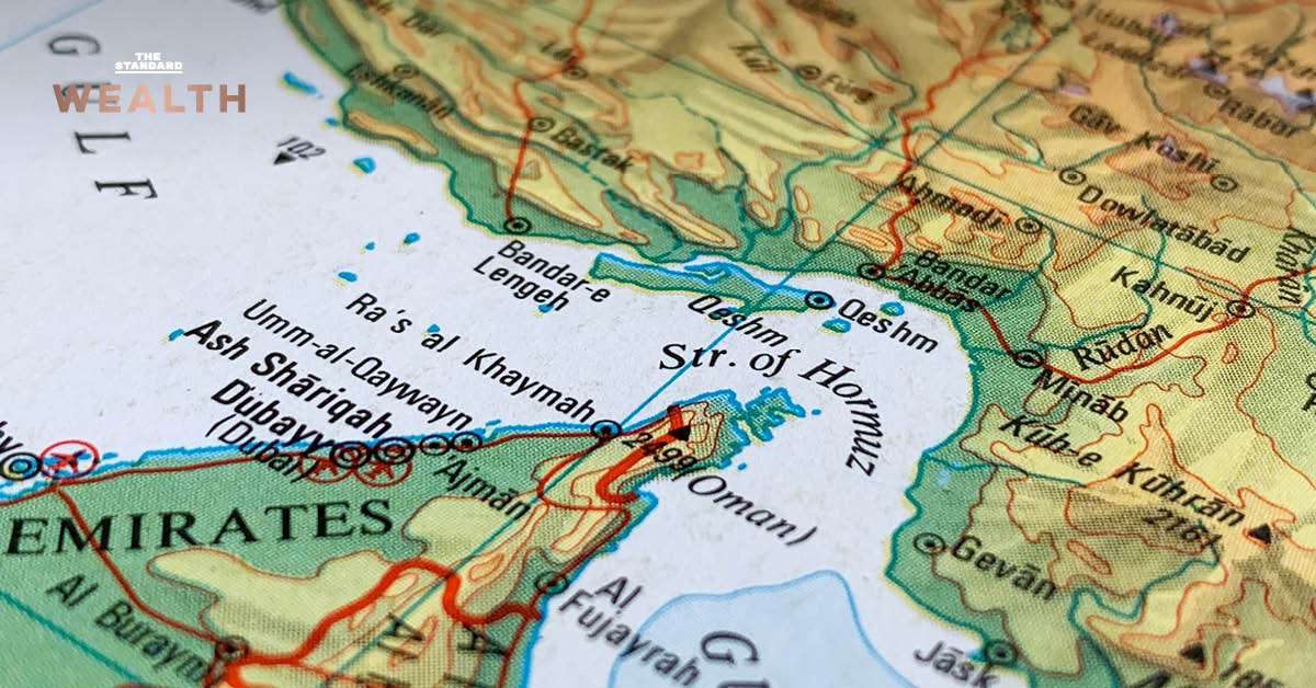 แผนที่ช่องแคบฮอร์มุซ ซึ่งเป็นพื้นที่เสี่ยงกระทบเคเบิลใต้น้ำในตะวันออกกลาง