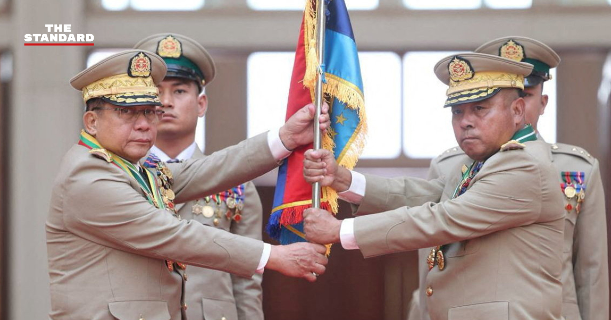 ภาพพลเอกอาวุโส มินอ่องหล่าย ผู้นำรัฐประหารเมียนมา