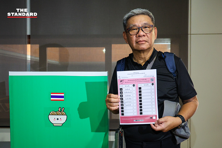 นรเศรษฐ์ ปรัชญากร สว. และคณะ ตรวจสอบสถานที่จัด 'เลือกตั้งจำลอง' พร้อมบัตรเลือกตั้งจำลอง เพื่อทดสอบระบบบาร์โค้ด 1