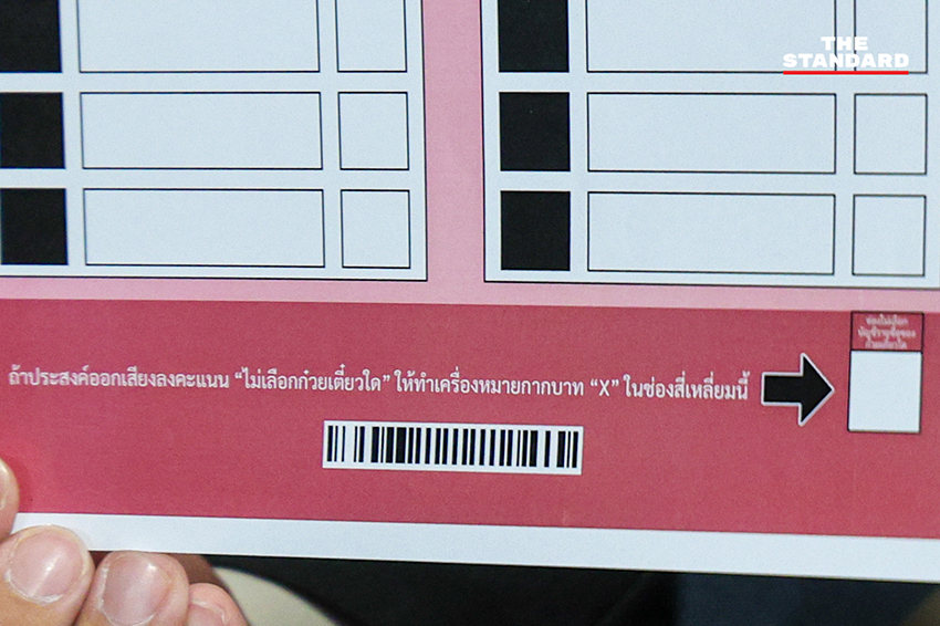 นรเศรษฐ์ ปรัชญากร สว. และคณะ ตรวจสอบสถานที่จัด 'เลือกตั้งจำลอง' พร้อมบัตรเลือกตั้งจำลอง เพื่อทดสอบระบบบาร์โค้ด 10