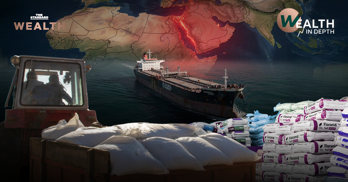 ภาพปุ๋ยเคมีในไร่นาและเส้นทางการขนส่งจากตะวันออกกลาง