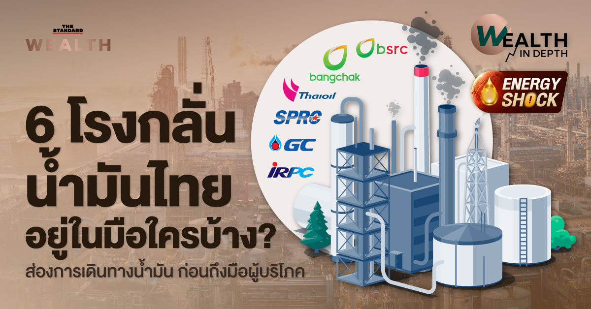 ภาพรวมโรงกลั่นน้ำมันไทย ขนาดใหญ่ พร้อมแผนผังการกระจายน้ำมันไปยังผู้บริโภค
