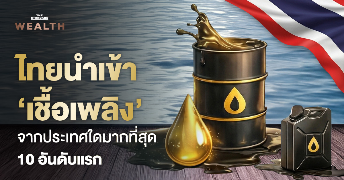 ภาพอินโฟกราฟิกแสดง 10 อันดับประเทศที่ไทยนำเข้าเชื้อเพลิงมากที่สุดในปี 2568 พร้อมมูลค่านำเข้าและสัดส่วน