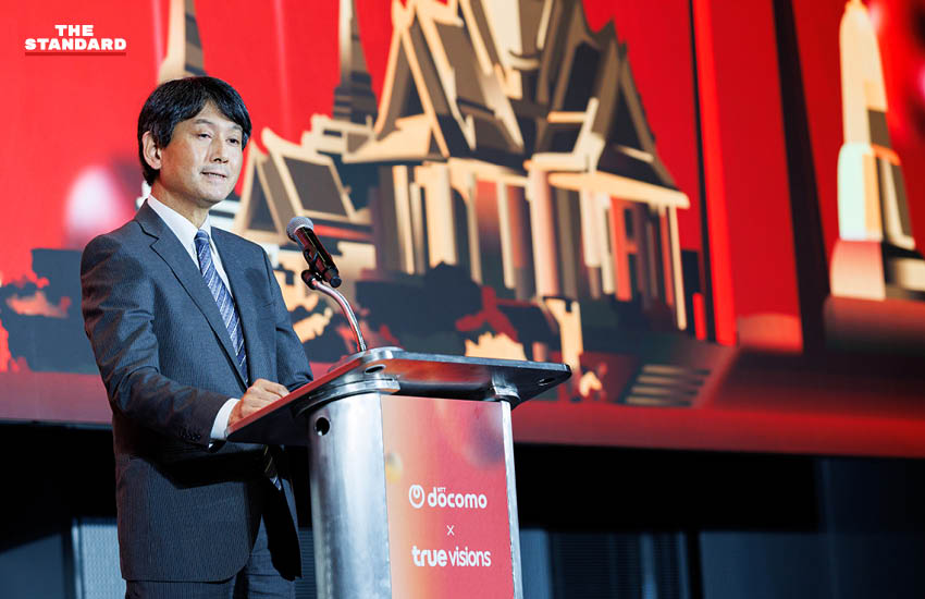 ภาพโลโก้ ทรู คอร์ปอเรชั่น และ NTT DOCOMO แสดงถึงความร่วมมือทางธุรกิจในการนำคอนเทนต์ญี่ปุ่นเข้าสู่ตลาดไทยผ่าน TrueVisions NOW 4