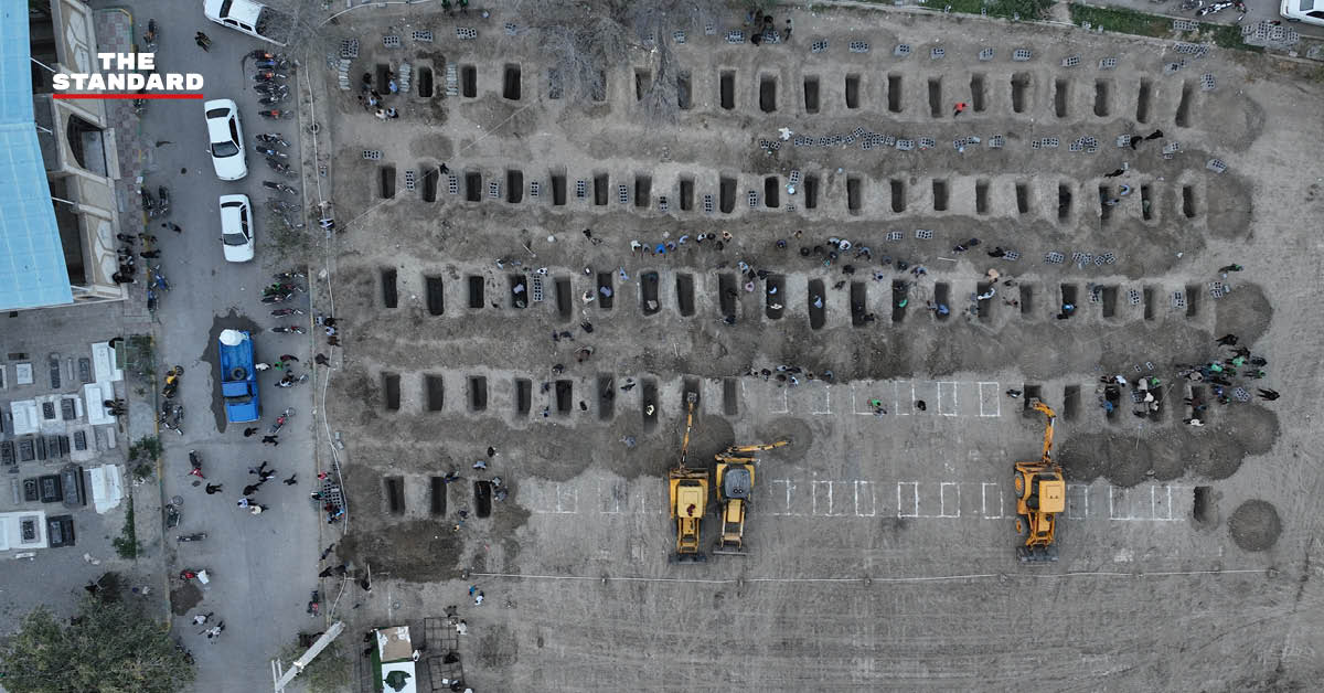 ภาพหลุมศพเด็กจำนวนมากในสุสานจากเหตุการณ์ความขัดแย้งในตะวันออกกลาง