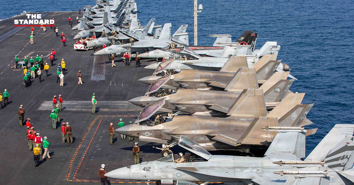 ภาพกองทัพเรือสหรัฐฯ (U.S. Navy) สื่อถึงค่าใช้จ่ายสงครามสหรัฐฯ-อิหร่านที่พุ่งสูง