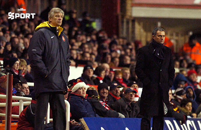 ภาพ อาร์แซน เวนเกอร์ และ โชเซ มูรินโญ สองกุนซือคู่กัดกำลังเผชิญหน้ากัน 3