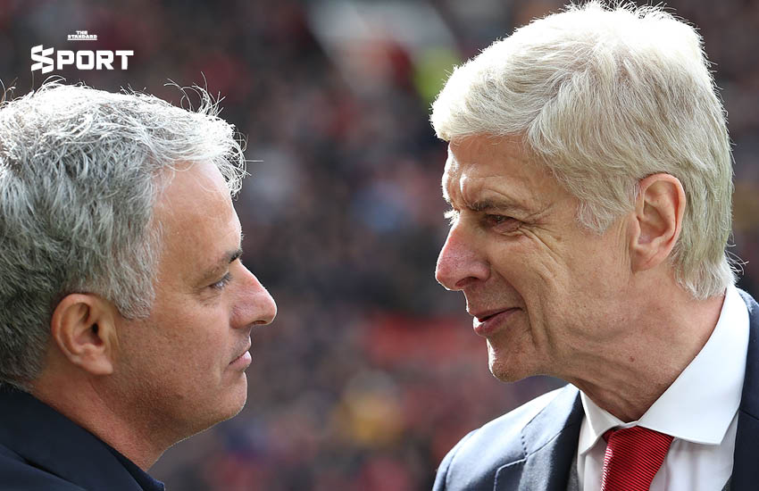 ภาพ อาร์แซน เวนเกอร์ และ โชเซ มูรินโญ สองกุนซือคู่กัดกำลังเผชิญหน้ากัน 5