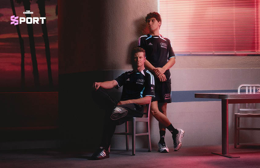 ชุดแข่งและไอเท็มแฟชั่นจากคอลเลกชัน adidas x Audi F1 'Miami Collection' ที่ได้รับแรงบันดาลใจจากดีไซน์ Teamgeist 1