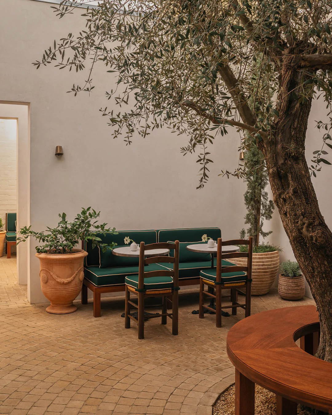 แฟล็กชิปสโตร์ Aimé Leon Dore ที่ West Hollywood Los Angeles ซึ่งมีสไตล์การออกแบบเมดิเตอร์เรเนียน พร้อมคาเฟ่และต้นมะกอกอายุ 80 ปี 2