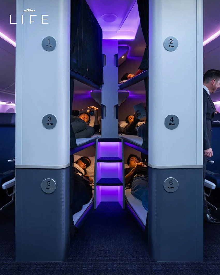 ภาพจำลองเตียงนอน Skynest สำหรับผู้โดยสารชั้นประหยัดของ Air New Zealand 2