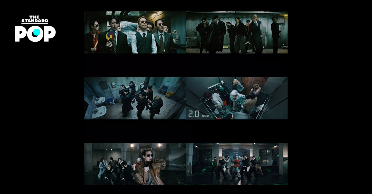 ภาพโปรโมตมิวสิกวิดีโอเพลง 2.0 จากวง BTS ในบรรยากาศฟิล์มนัวร์