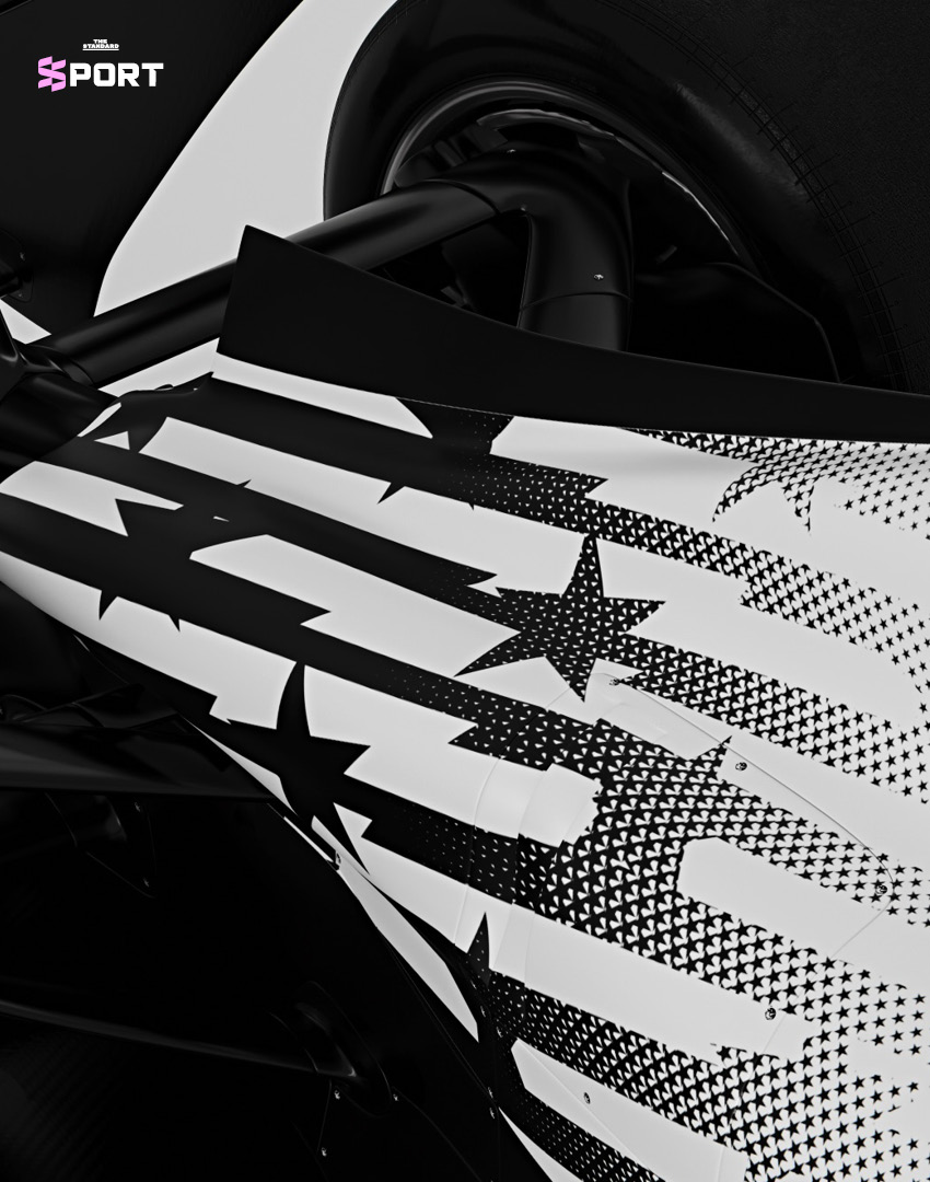 รถแข่ง F1 ของ แคดิลแลค ในลวดลายพิเศษฉลองโฮมเรซ ไมอามี จีพี ประดับธงชาติสหรัฐฯ 4