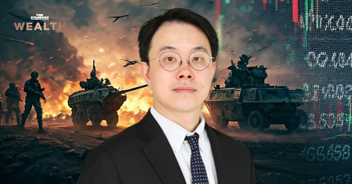 จิรไพบูลย์ รัตนภาณุรักษ์ CIMB ไทย แนะลงทุน Q2/69 รับมือสงคราม ภาพประกอบกราฟตลาดหุ้นและข้อความ 'สงครามยังไม่จบ ลงทุนยังไง ให้พอร์ตอยู่รอด'