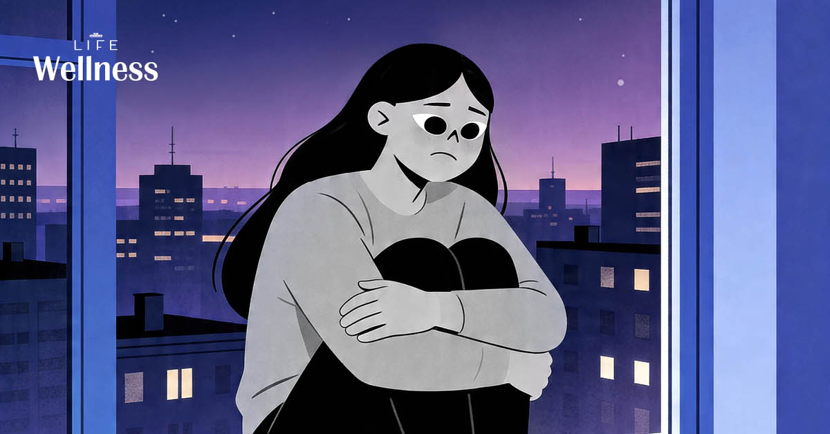 ภาพประกอบแสดงอารมณ์เหงา เศร้า หรืออ่อนไหวในช่วงพลบค่ำ สื่อถึงภาวะ Evening Blues